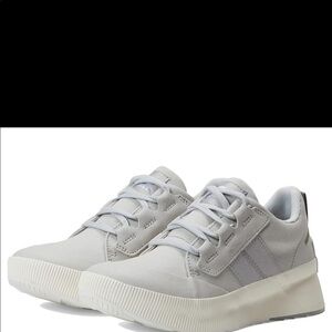 Sorel women’s out and about waterproof low top sneakers in moonstone/seasalt